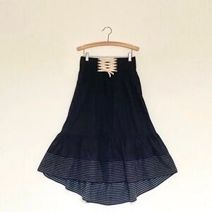 NWOT Anthropologie Akemi & Kin Lace-up Navy Skirt (XS)